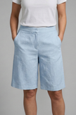 FJØRNA women's high waist knee-length summer shorts with drawstring, lightweight and comfortable for warm weather.