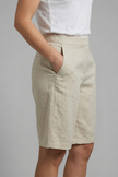 FJØRNA women's high-waisted knee-length summer shorts with drawstring, lightweight and comfortable for warm weather.