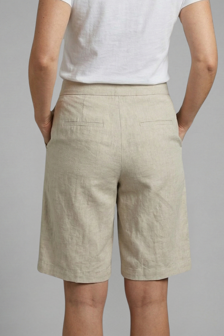 FJØRNA women's high waist knee-length summer shorts with drawstring, lightweight casual shorts for warm weather.