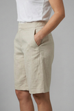 FJØRNA women's lightweight high-waist summer shorts with drawstring and knee-length design, perfect for casual warm-weather wear.