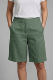 FJØRNA women's high-waisted knee-length summer shorts with drawstring, lightweight and comfortable for warm weather.