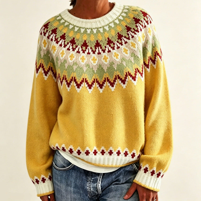 Ragna | Women's Crew-Neck Fair Isle Sweater