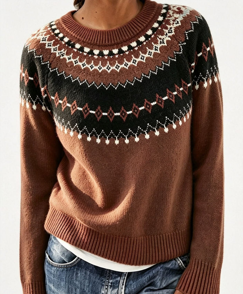 Ragna | Women's Crew-Neck Fair Isle Sweater