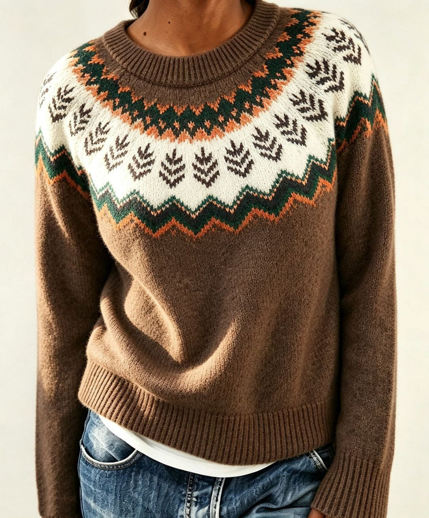 Ragna | Women's Crew-Neck Fair Isle Sweater