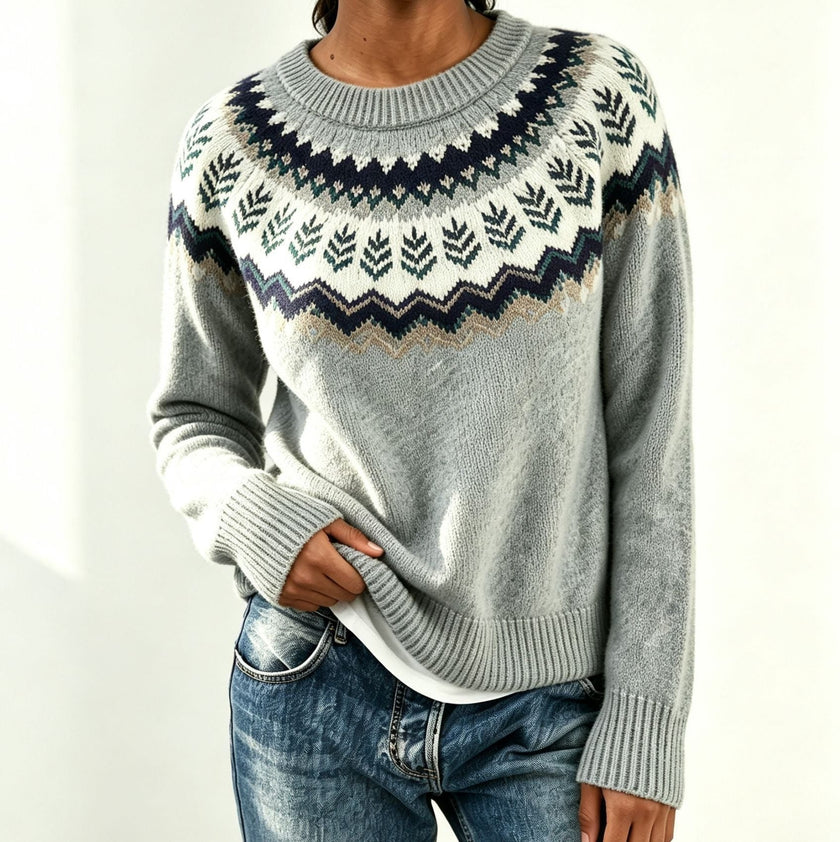 Ragna | Women's Crew-Neck Fair Isle Sweater