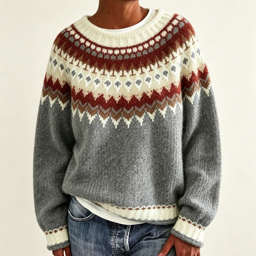 Ragna | Women's Crew-Neck Fair Isle Sweater