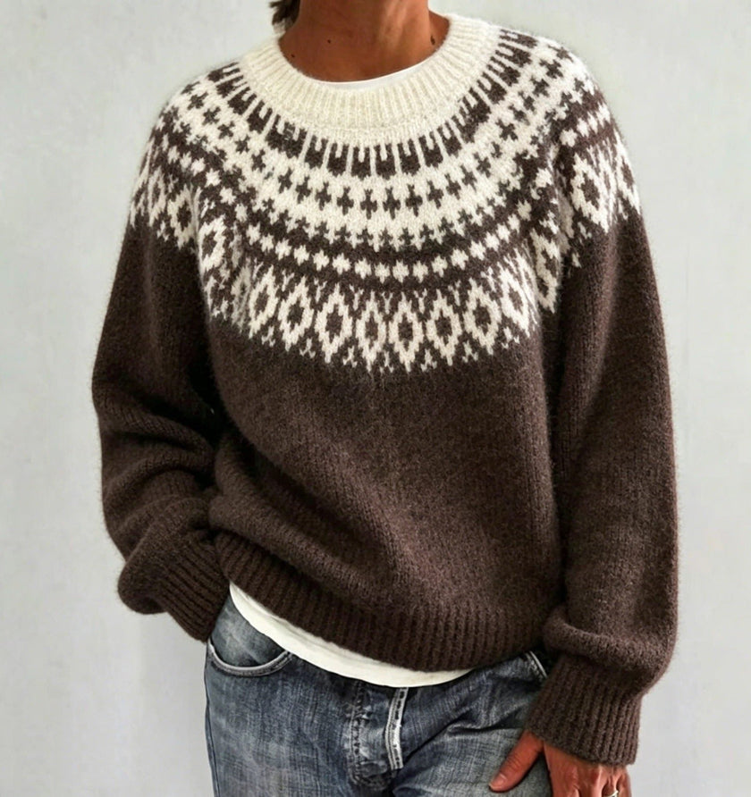 Ragna | Women's Crew-Neck Fair Isle Sweater