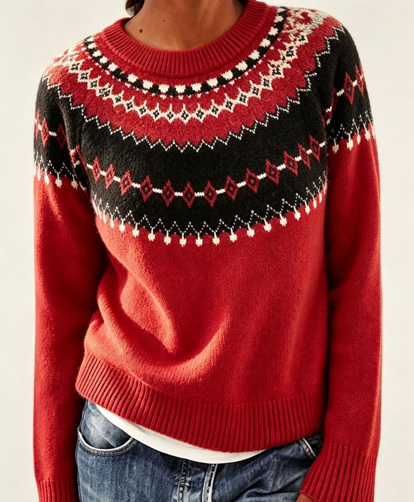 Ragna | Women's Crew-Neck Fair Isle Sweater