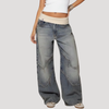 FJØRNA women's lightweight summer wide-leg baggy jeans, casual denim pants with relaxed fit and comfortable style.