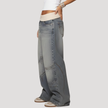 FJØRNA women's lightweight summer wide-leg baggy jeans, casual denim pants with relaxed fit and comfortable style.