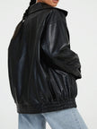 Oversized Jacket Women Zip-Up Wide Collar Relaxed Fit