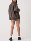 Oversized Jacket Women Zip-Up Wide Collar Relaxed Fit