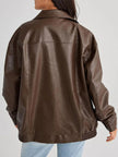 Oversized Jacket Women Zip-Up Wide Collar Relaxed Fit