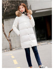 Down Coat Women Hooded Long Detachable Fur Trim Winter