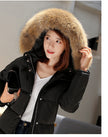 Down Coat Women Hooded Long Detachable Fur Trim Winter