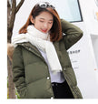 Down Coat Women Hooded Long Detachable Fur Trim Winter