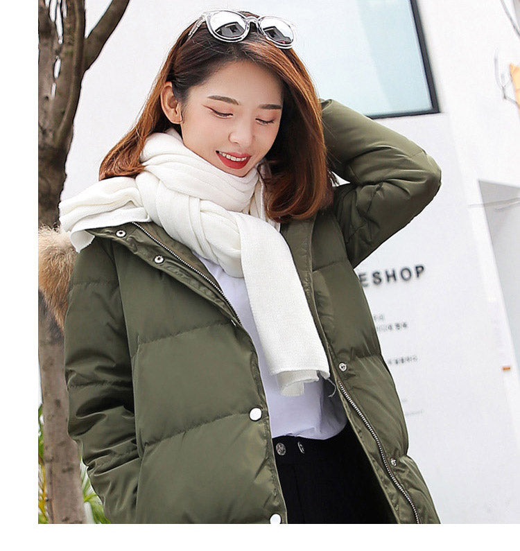 Down Coat Women Hooded Long Detachable Fur Trim Winter
