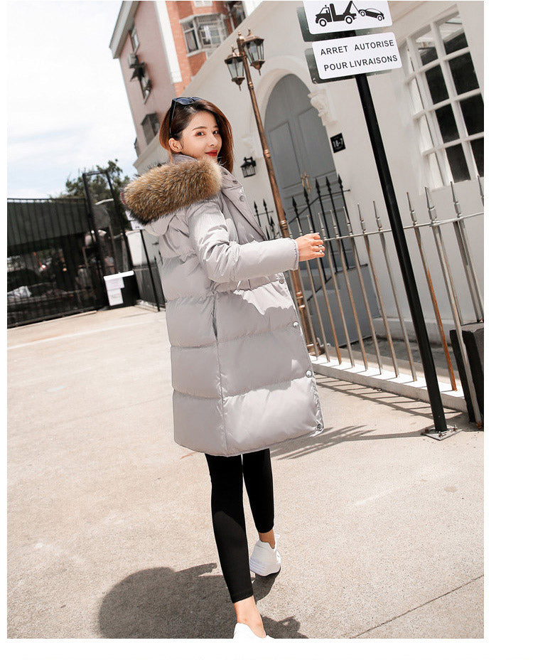 Down Coat Women Hooded Long Detachable Fur Trim Winter