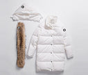 Down Coat Women Hooded Long Detachable Fur Trim Winter