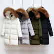 Down Coat Women Hooded Long Detachable Fur Trim Winter