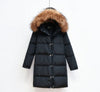 Down Coat Women Hooded Long Detachable Fur Trim Winter