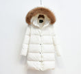 Down Coat Women Hooded Long Detachable Fur Trim Winter