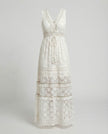 FJØRNA Elegant floral maxi dress for women with V-neck and sleeveless design, perfect for summer or special occasions