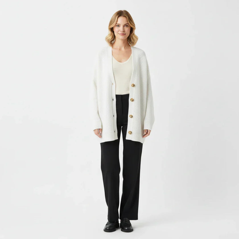 Saga | Women's Oversized Ribbed Knit Button-Front Cardigan