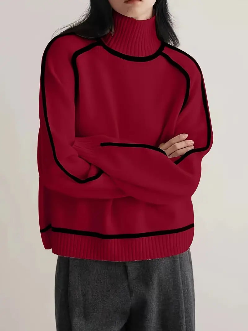 Donna | Women's Tailored Oversized Knit Turtleneck Sweater Pullover
