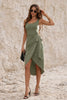 Sage green FJØRNA chic dress with elegant design, featuring a flowing silhouette and stylish details for sophisticated occasions.