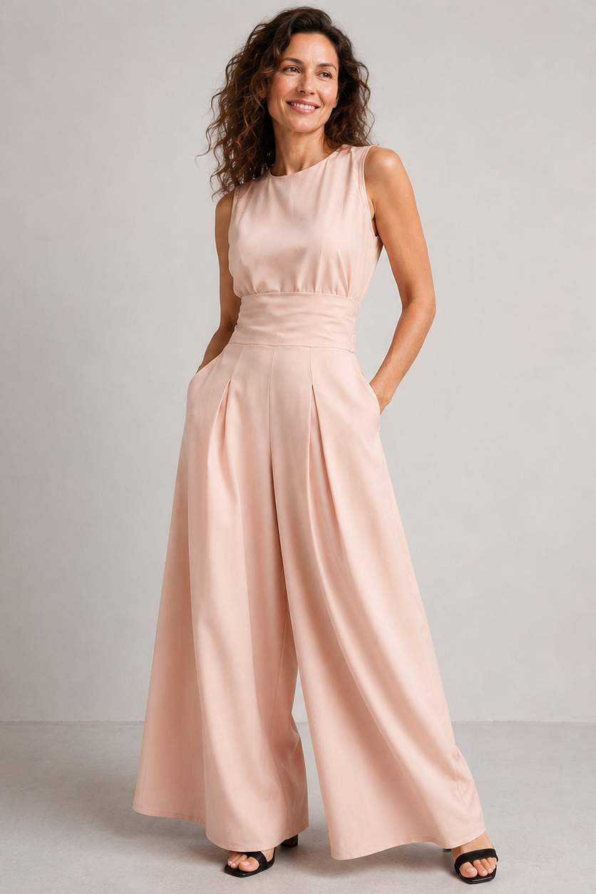 Two-Piece Set Women Sleeveless Top Wide Leg Solid
