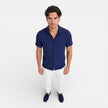 Men's FJØRNA linen cotton blend short sleeve shirt, breathable summer fit, lightweight and casual for warm weather.