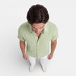 Men's short sleeve linen cotton blend shirt by FJØRNA, breathable summer fit, casual men's shirt in light fabric.