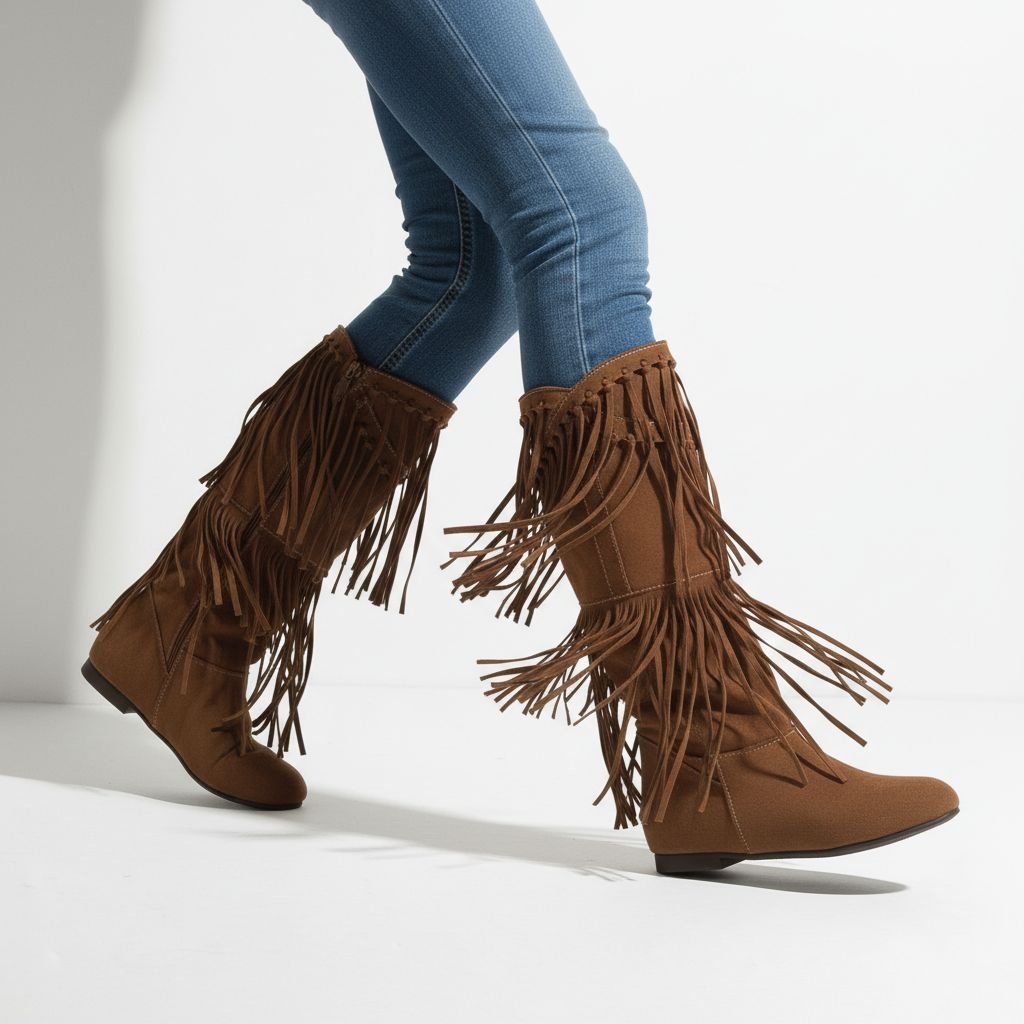 Fringe Boots in Vegan Suede-Look Leather with Pointed Toe for Women | Sierra