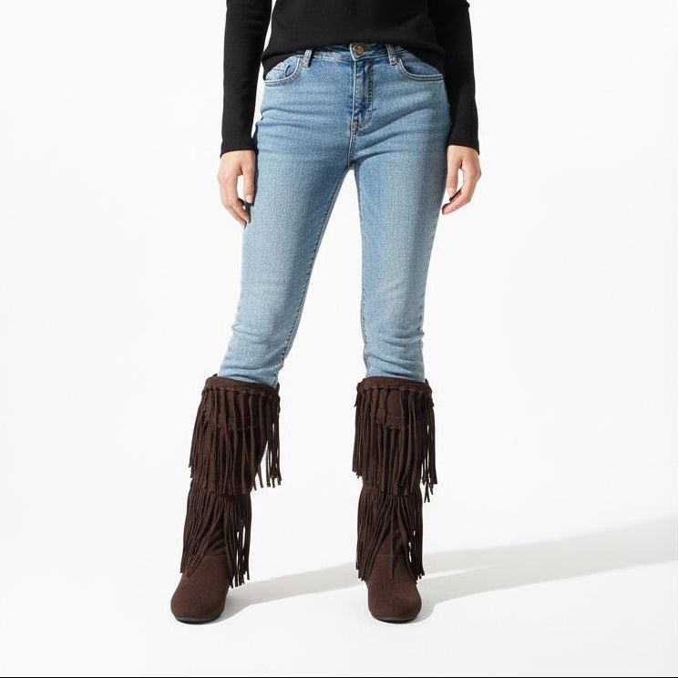 Fringe Boots in Vegan Suede-Look Leather with Pointed Toe for Women | Sierra