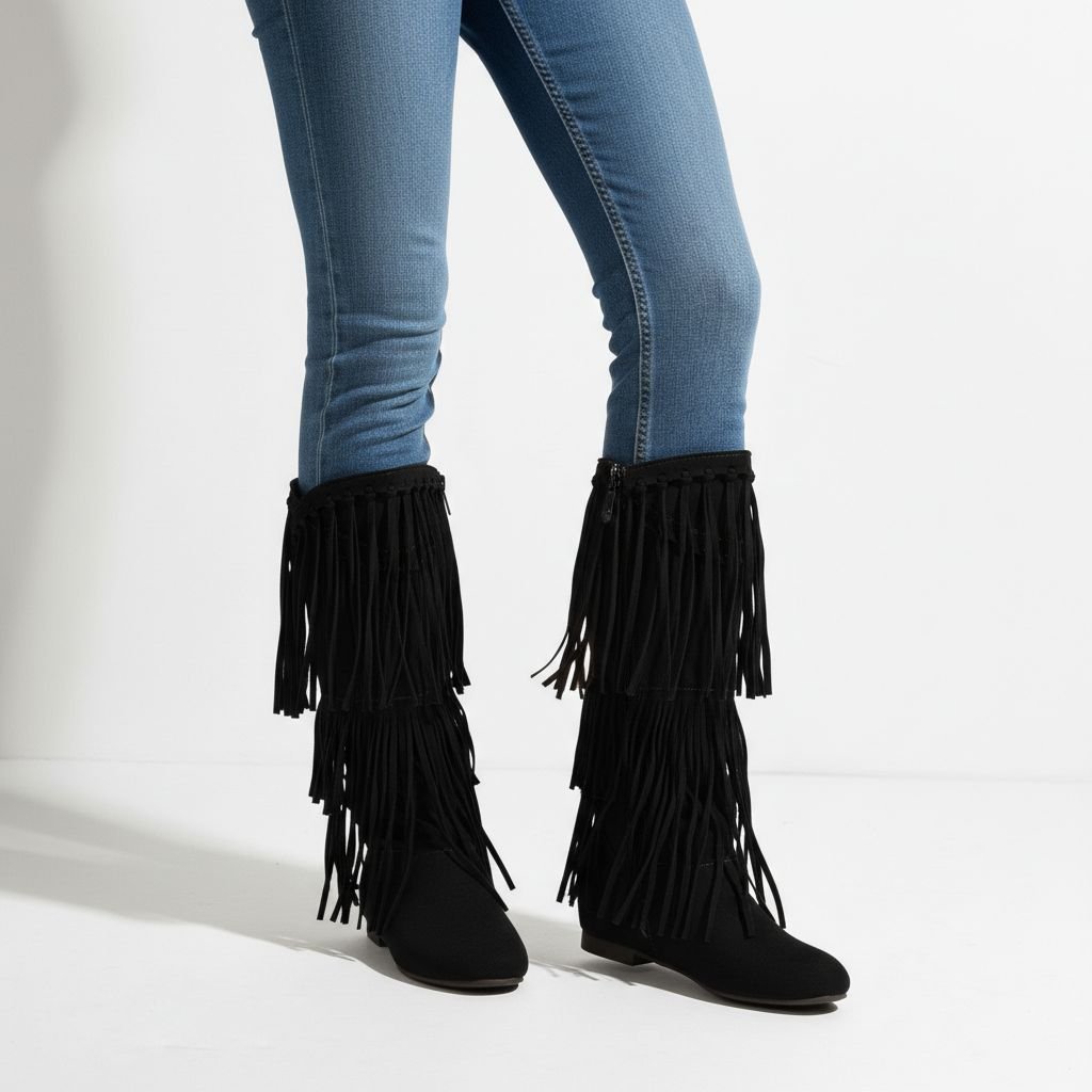 Fringe Boots in Vegan Suede-Look Leather with Pointed Toe for Women | Sierra