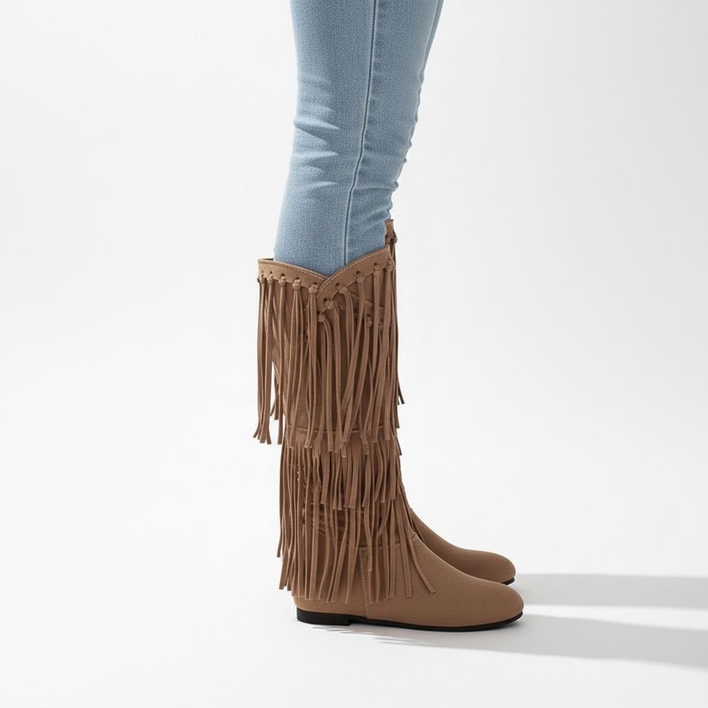 Fringe Boots in Vegan Suede-Look Leather with Pointed Toe for Women | Sierra
