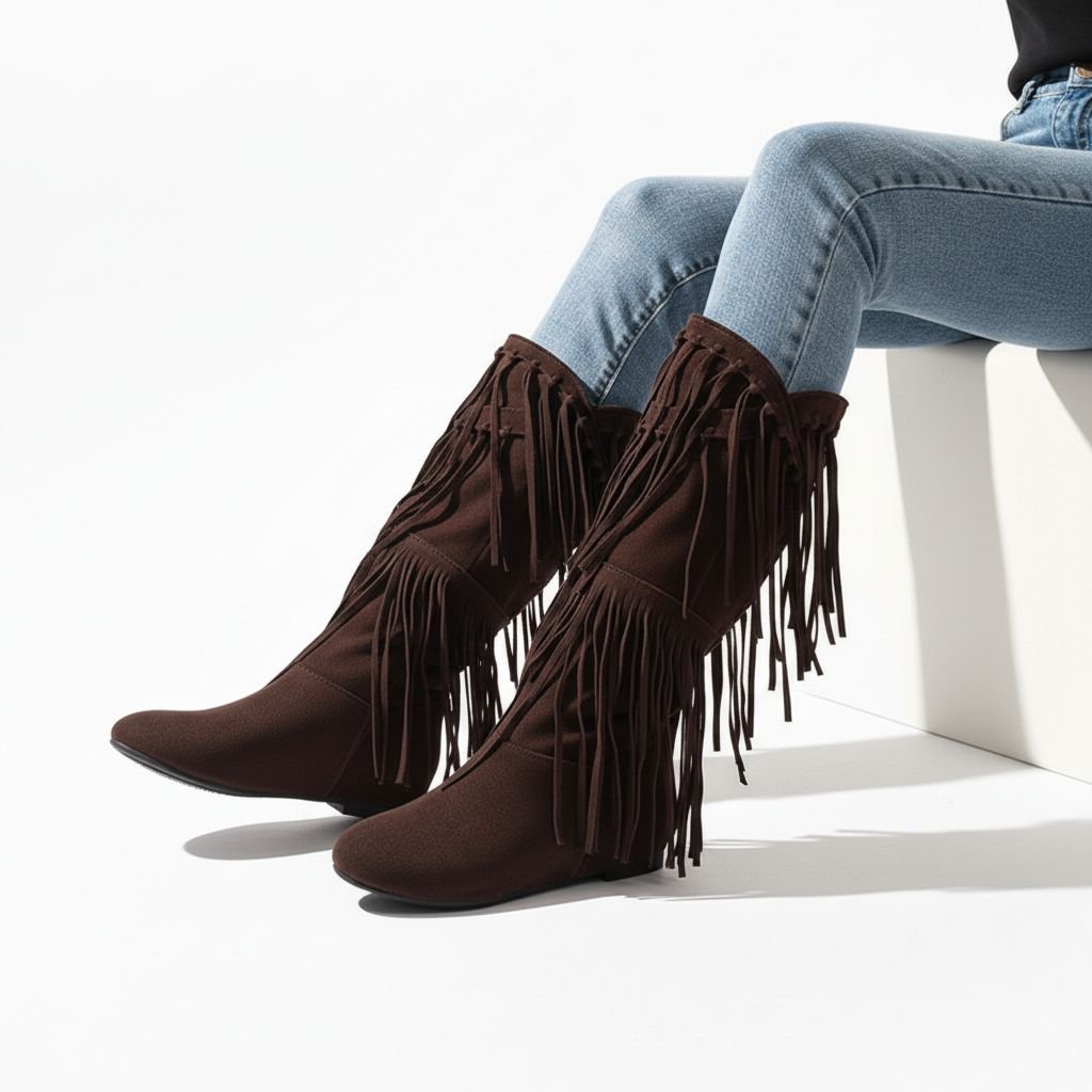 Fringe Boots in Vegan Suede-Look Leather with Pointed Toe for Women | Sierra