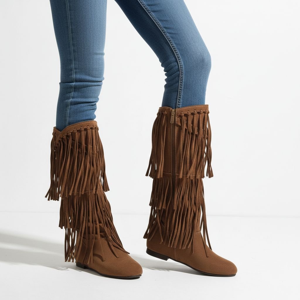 Fringe Boots in Vegan Suede-Look Leather with Pointed Toe for Women | Sierra
