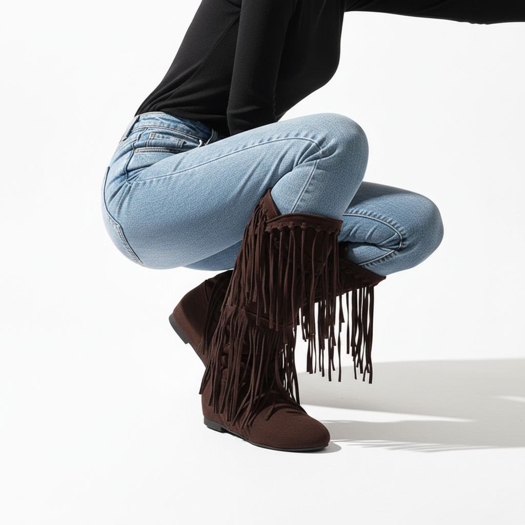 Fringe Boots in Vegan Suede-Look Leather with Pointed Toe for Women | Sierra