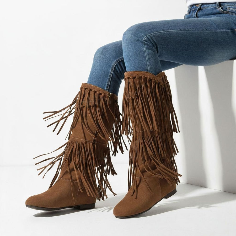 Fringe Boots in Vegan Suede-Look Leather with Pointed Toe for Women | Sierra