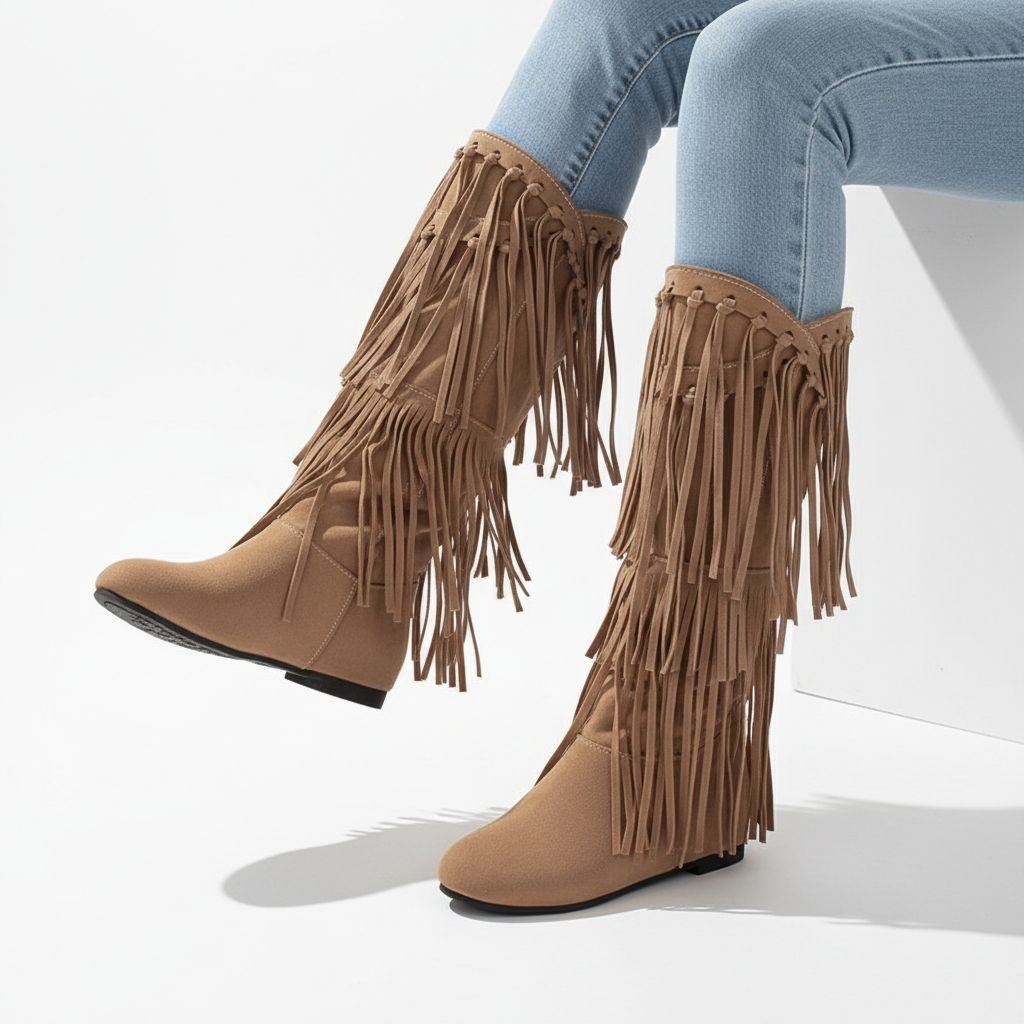 Fringe Boots in Vegan Suede-Look Leather with Pointed Toe for Women | Sierra