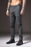 Light grey slim-fit men's trousers by FJØRNA, stylish and tailored pants with a modern fit and clean design.