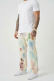Men's black painted trousers by FJØRNA, stylish pants with a modern design, shown on a model in the image.