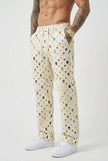 Men's straight-fit white trousers by FJØRNA, styled casually with front pockets and a tailored waistband.