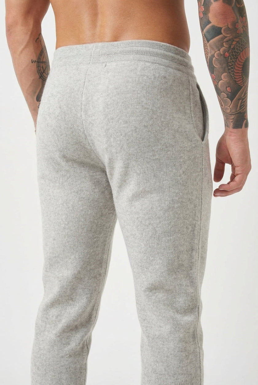 FJØRNA men's merino wool trousers in light grey, stylish and comfortable pants with a tailored fit.