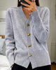 Hayden Chasie | Women's Versatile Ribbed Heart V-Neck Cardigan Sweater