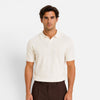 Men's striped knitted polo shirt by FJØRNA, lightweight, breathable, slim fit summer shirt with a classic design.