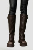 Freya | Women's Suede Knee High Platform Side Zip Boots with Comfortable