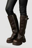 Freya | Women's Suede Knee High Platform Side Zip Boots with Comfortable
